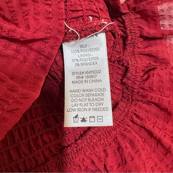 Arula Altar’d State NWT Burgundy Red Long Sleeve Smocked Babydoll Peplum Blouse - Picture 7 of 8